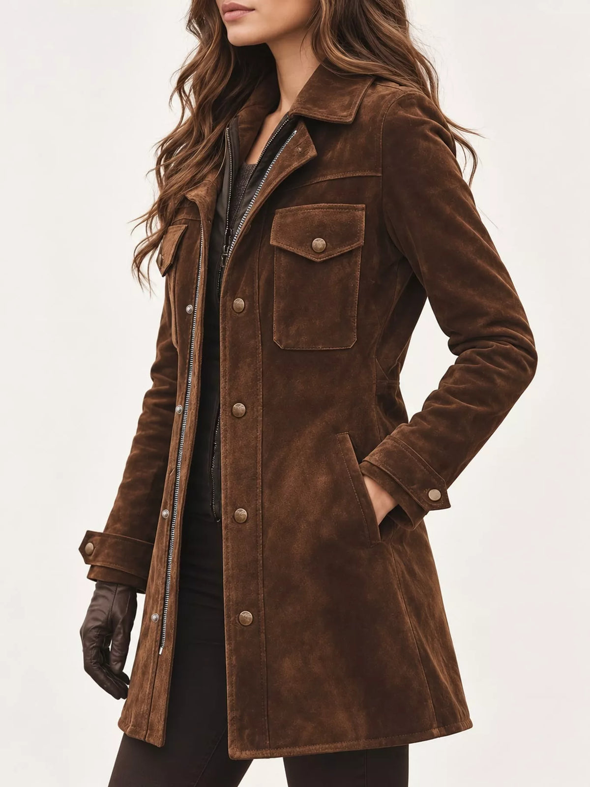 full size pockets front long sleeve jacket plus | dropsona - neutral - everyday use