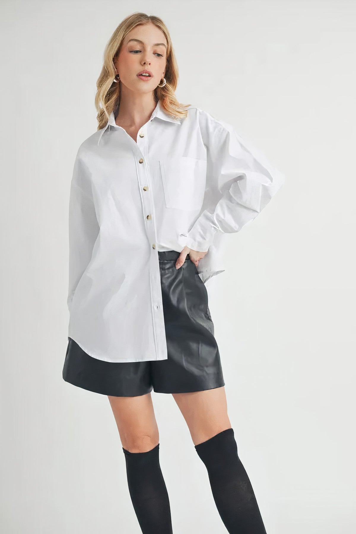 aemi + co high-low collared neck drop shoulder shirt - everyday wear