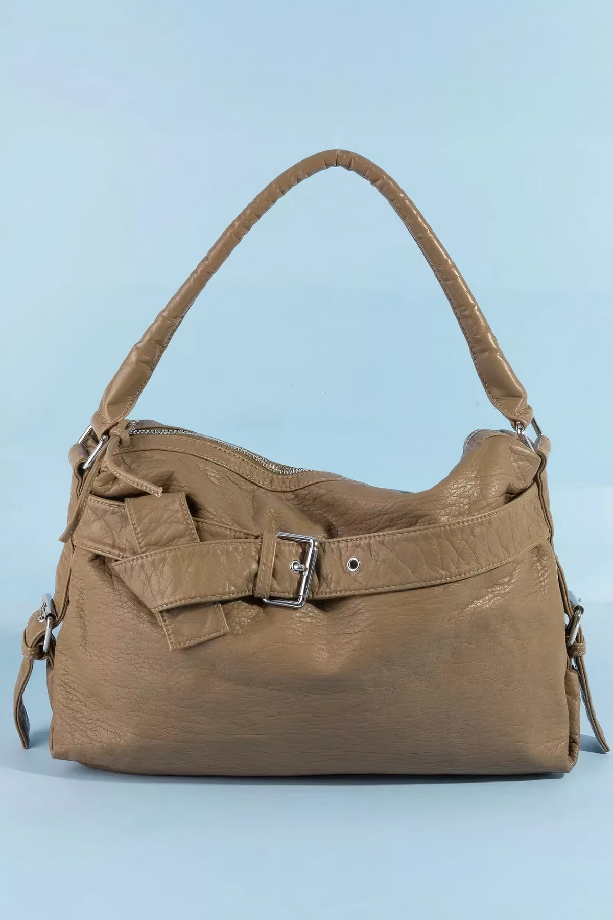 fame buckle strap detail leather handbag - everyday wear
