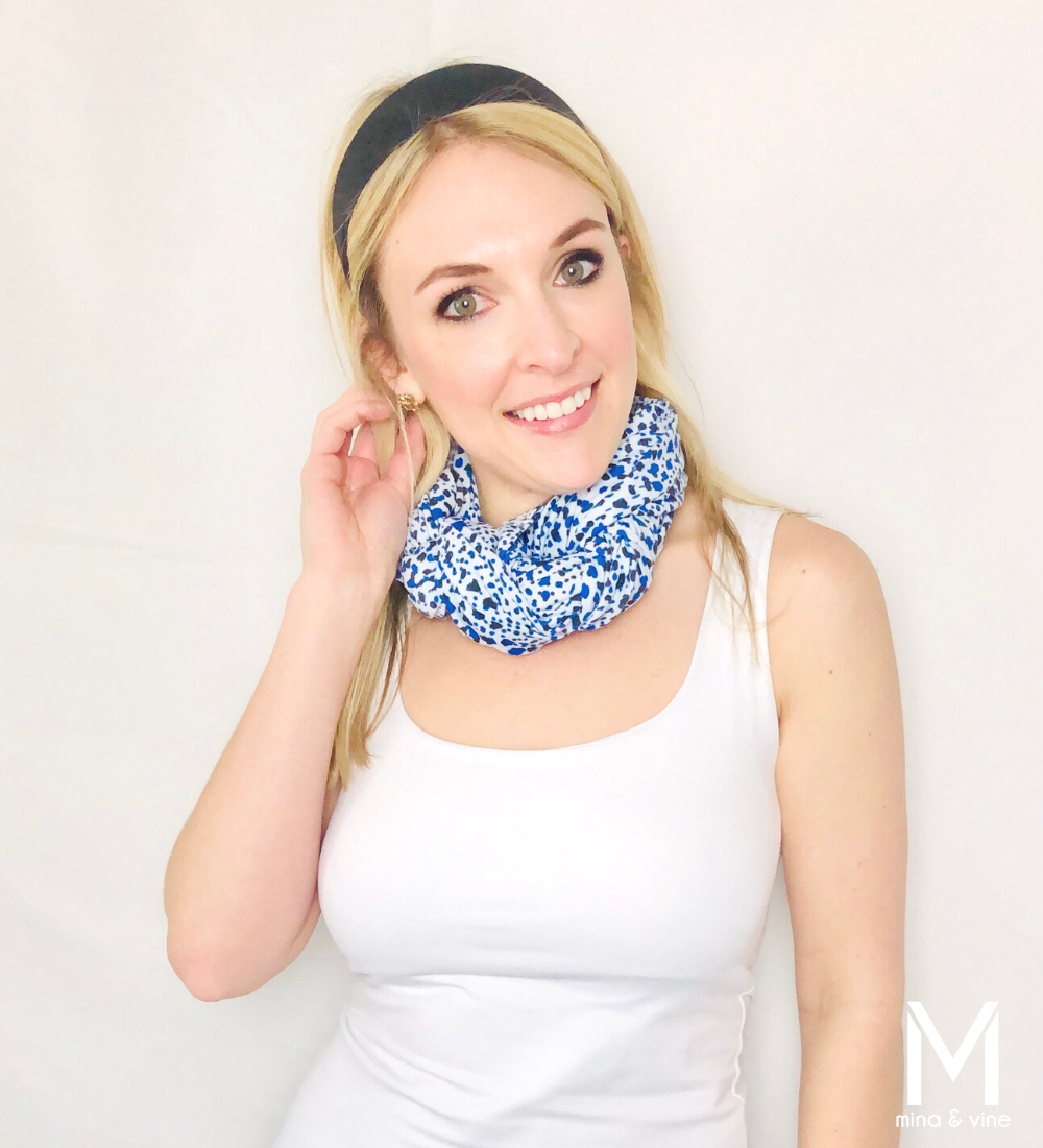cheeky cheetah multi-way smart scarf – embrace your in | dropsona - neutral - front view