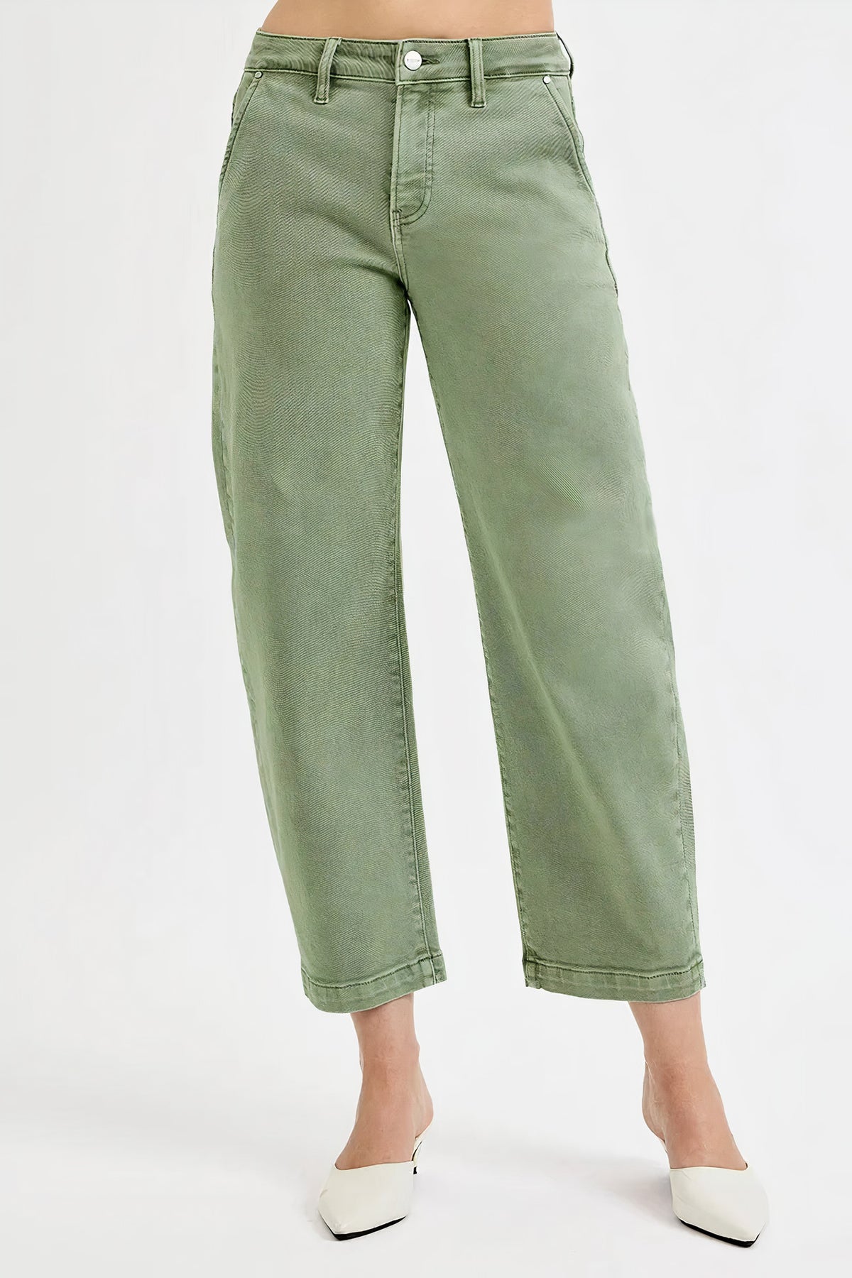 risen full size tummy control high rise crop barrel jeans plus size - everyday wear