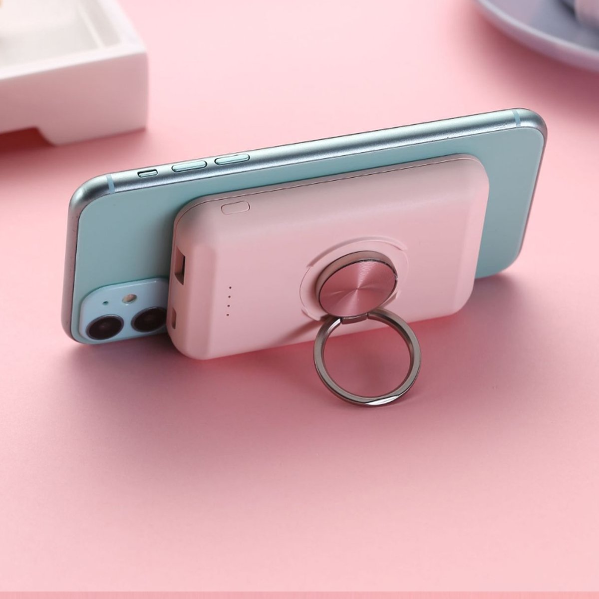 wireless magnetic charger and power bank for iphone 12 | dropsona - neutral - usage example
