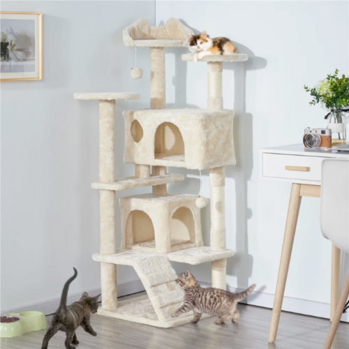 cat climbing sisal rope tower – - large soft and cozy | dropsona - neutral - packaging