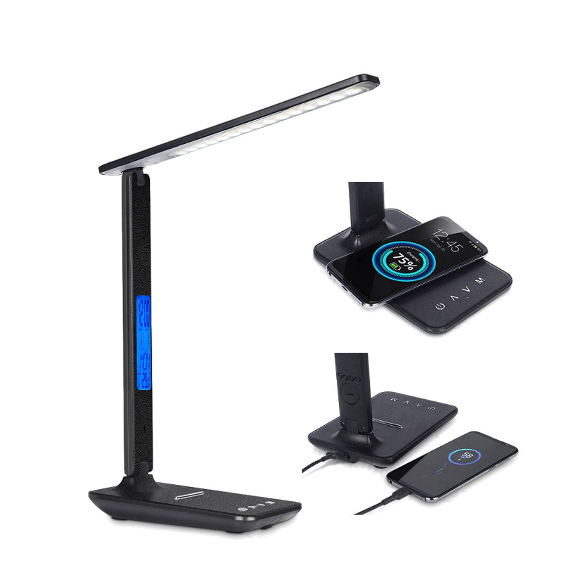 lamp plus 3 in 1 with phone charger, clock and th | dropsona - neutral - front view