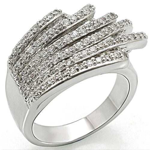 1w018 - rhodium brass ring with aaa grade cz in clear | dropsona - neutral - front view