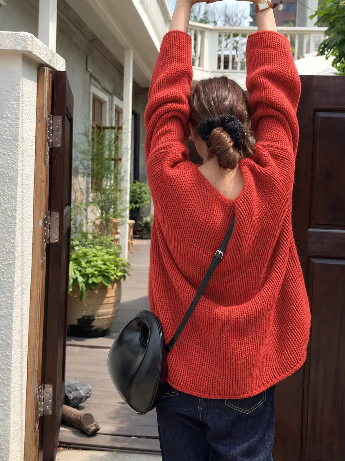 chunky knit dropped shoulder sweater | dropsona - neutral - front view