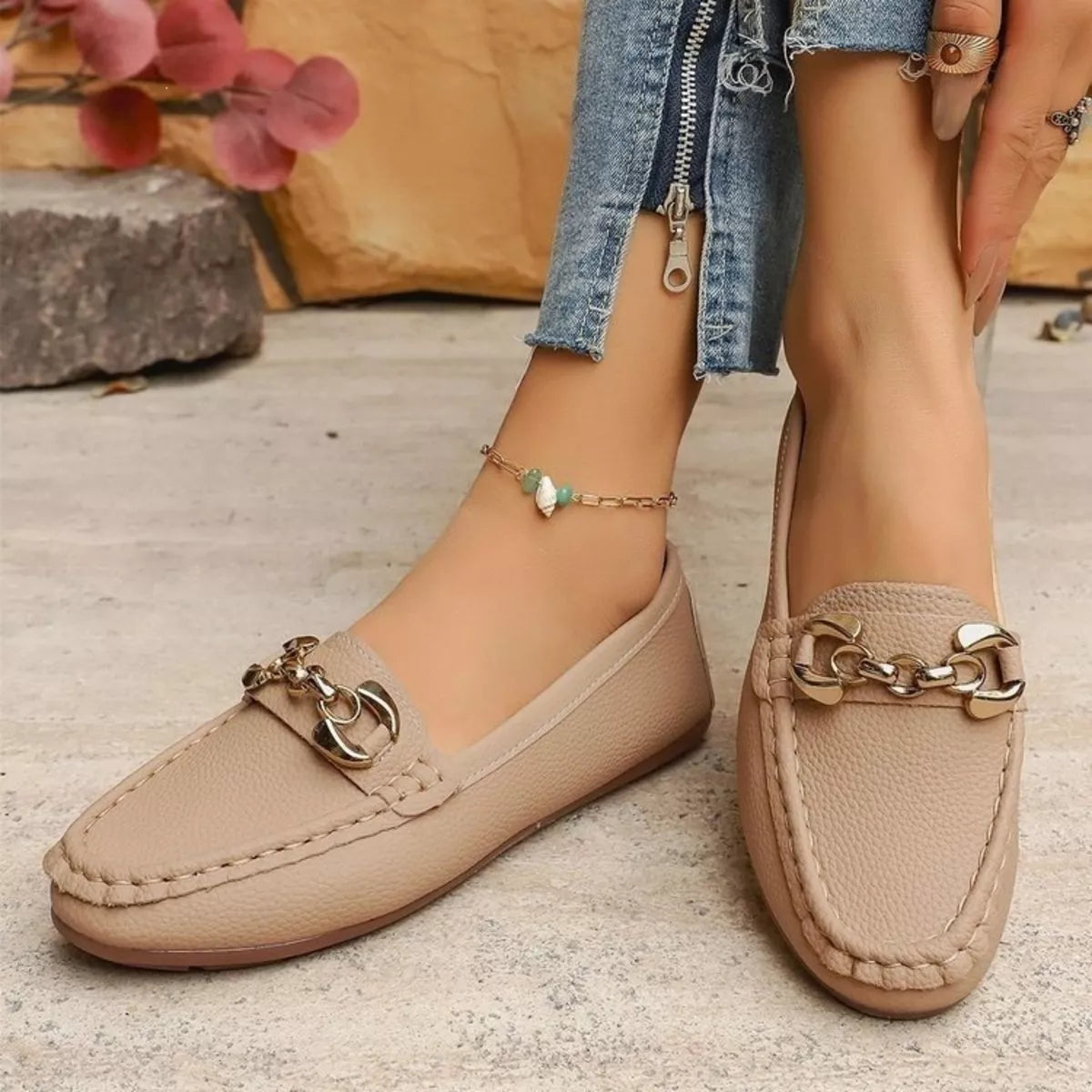 round toe slip-ons – classy ballet flats | dropsona - neutral - everyday use