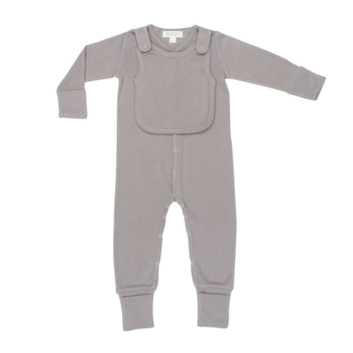 smart footed one-piece + bib - gray – a pj with an att | dropsona - neutral - size reference