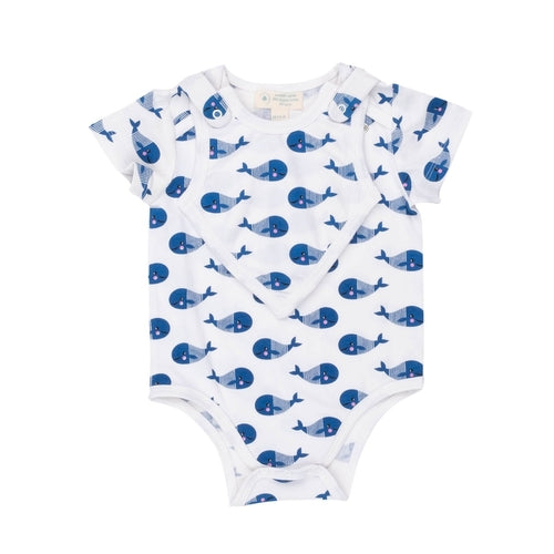 smart short sleeve baby bodysuit + bib - blue whale | dropsona - neutral - usage example