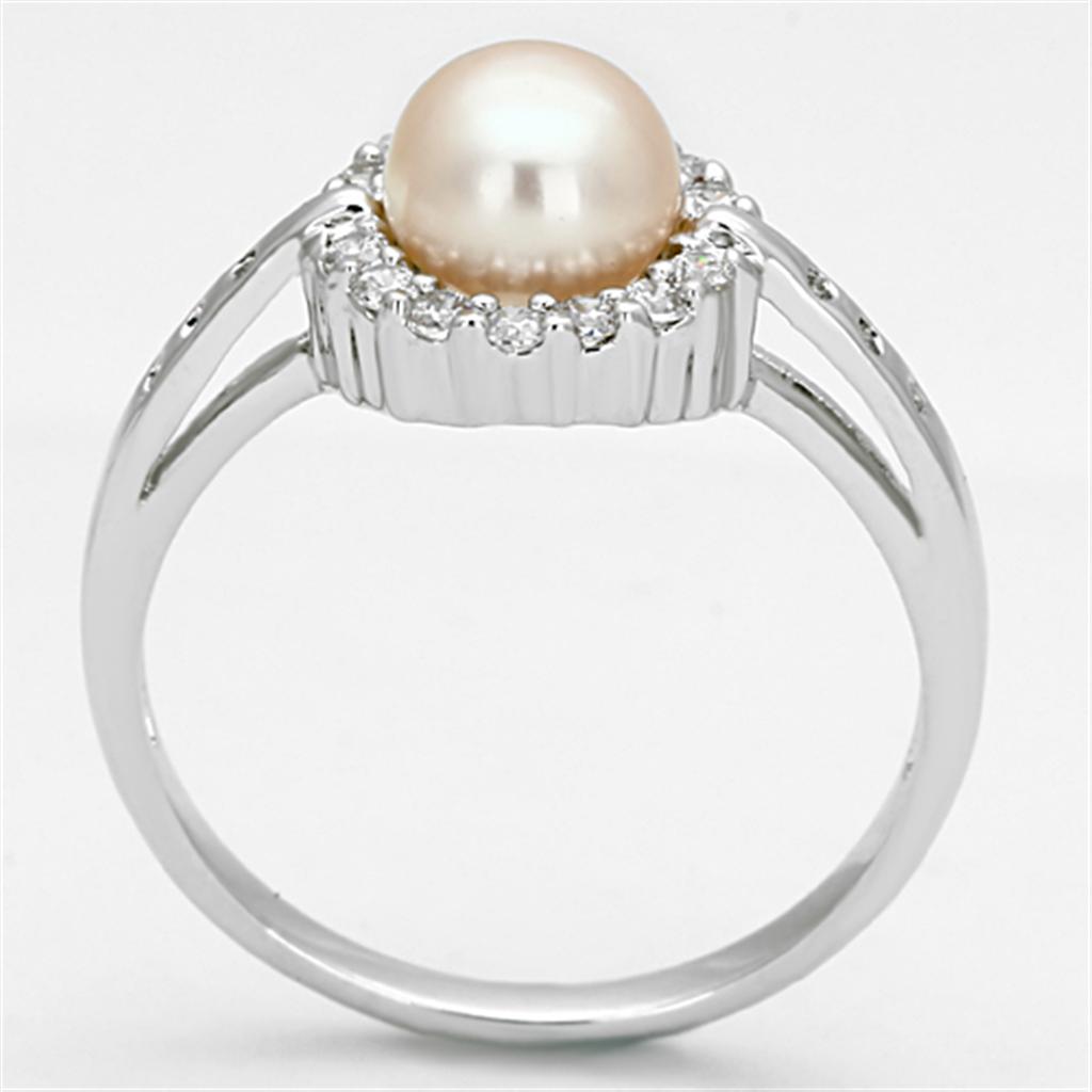 3w487 - rhodium brass ring with synthetic pearl in whi | dropsona - neutral - close-up detail