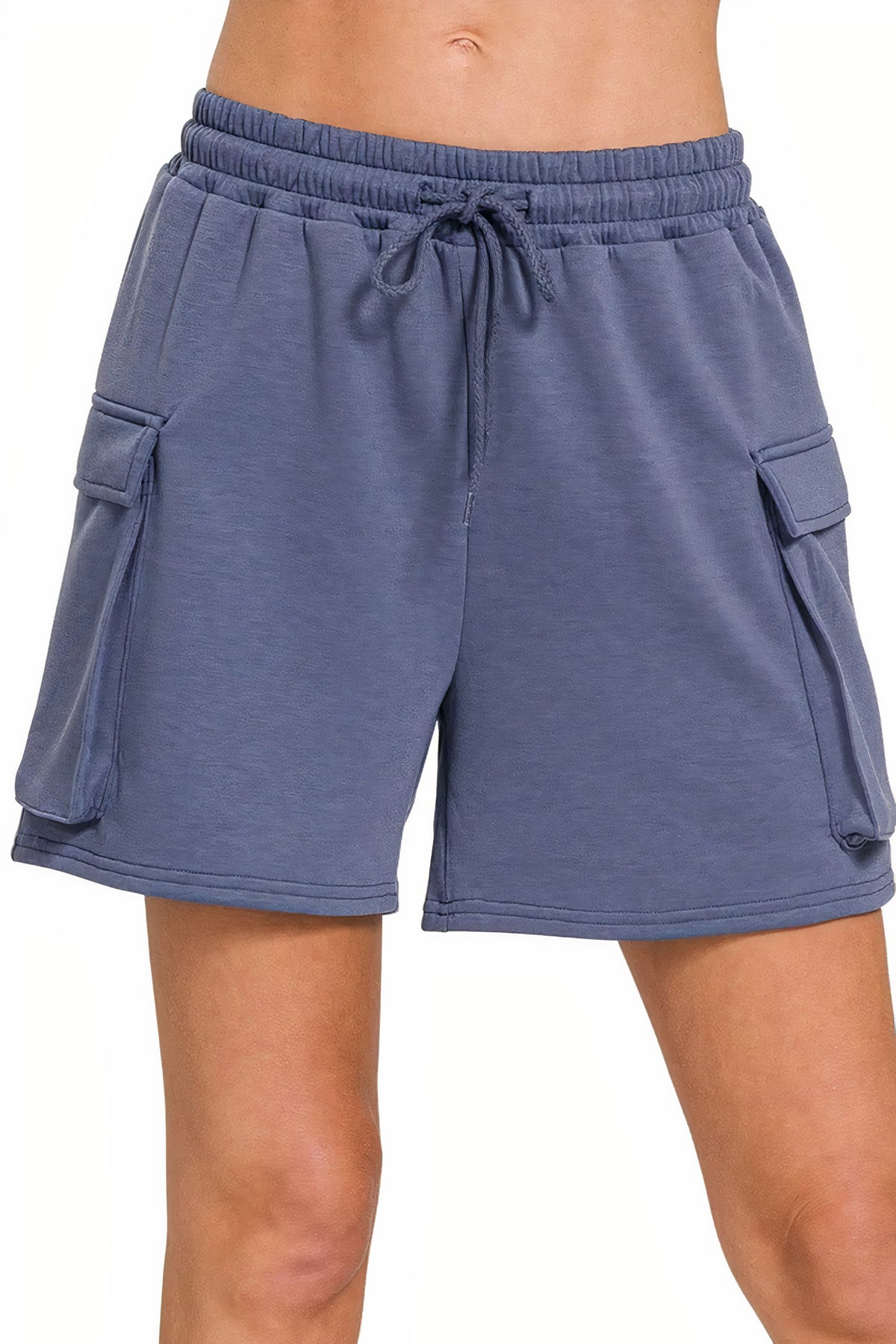 zenana scuba thigh pocket shorts - everyday wear