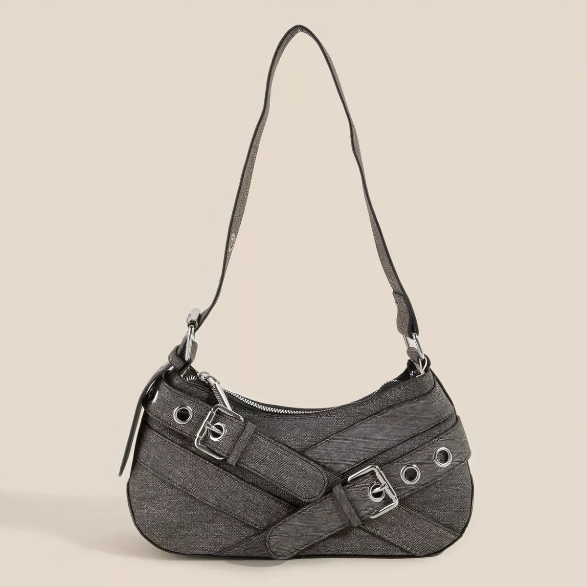 fame denim belt accent shoulder bag - everyday wear