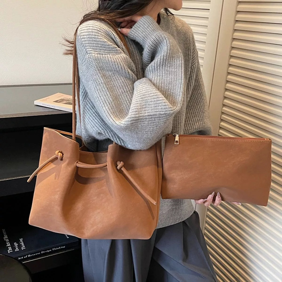 solid color tote bag – stylish sling | dropsona - neutral - everyday use