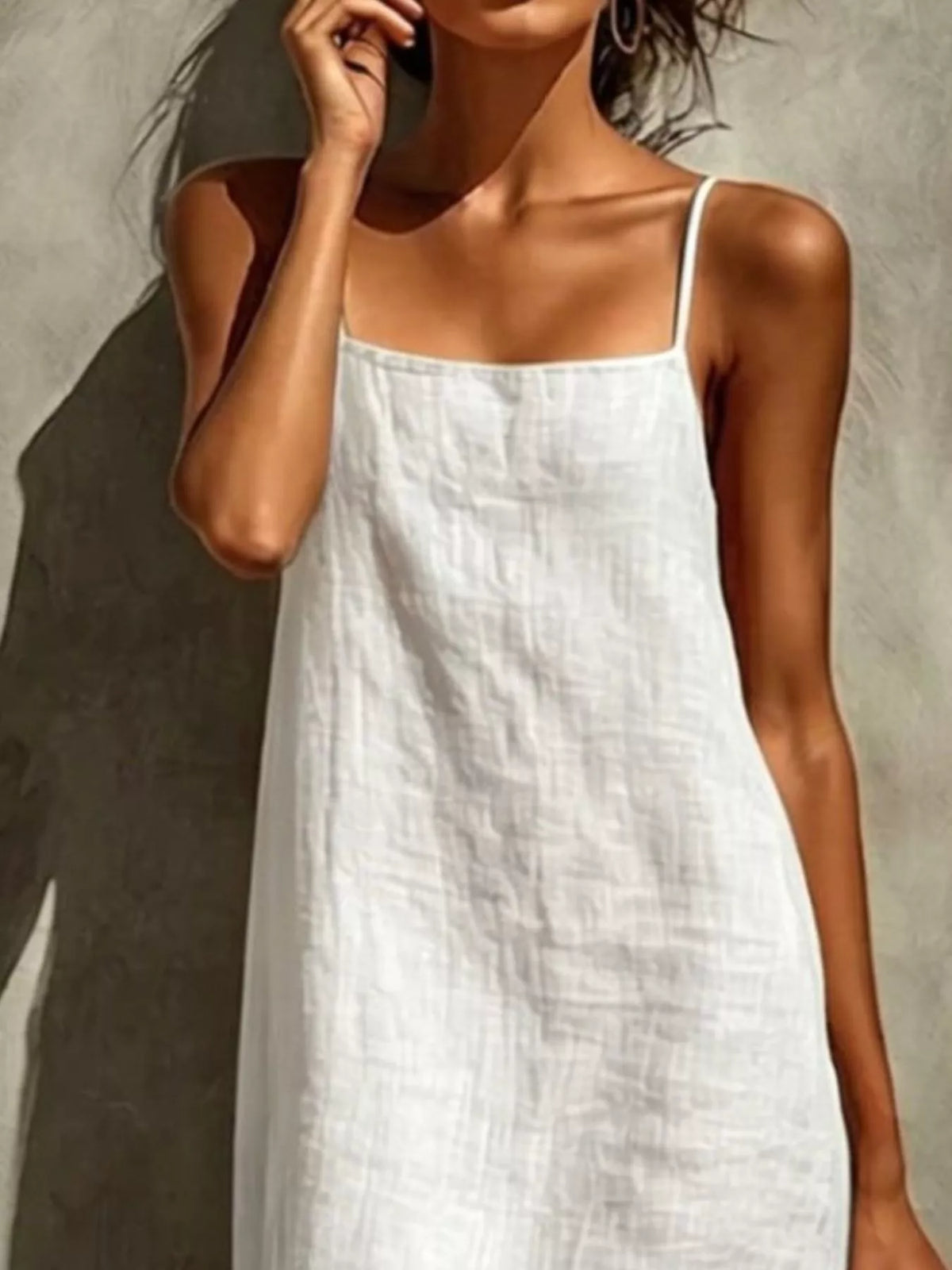 sleeveless linen casual maxi dress - front view