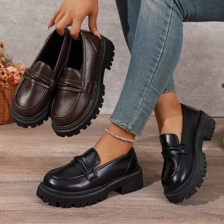 round toe platform loafers – classy ballet flats | dropsona - neutral - everyday use