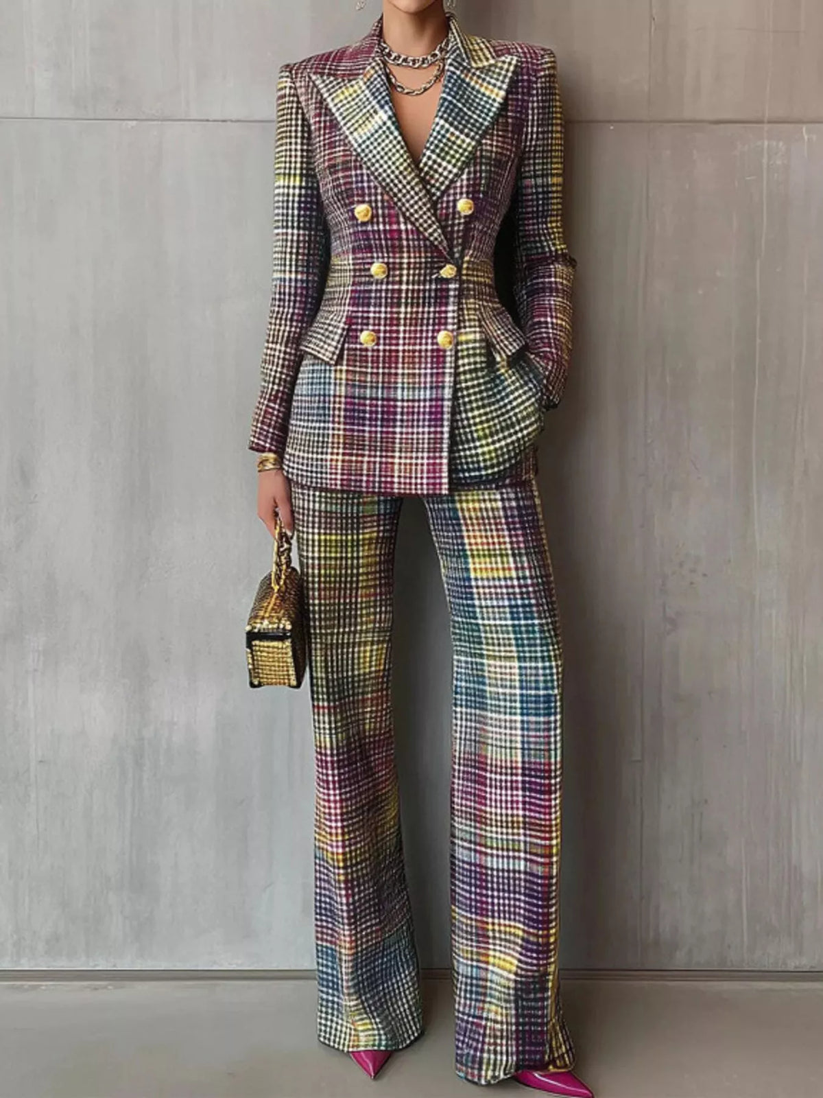 double-breasted blazer and pants set | dropsona - neutral - everyday use