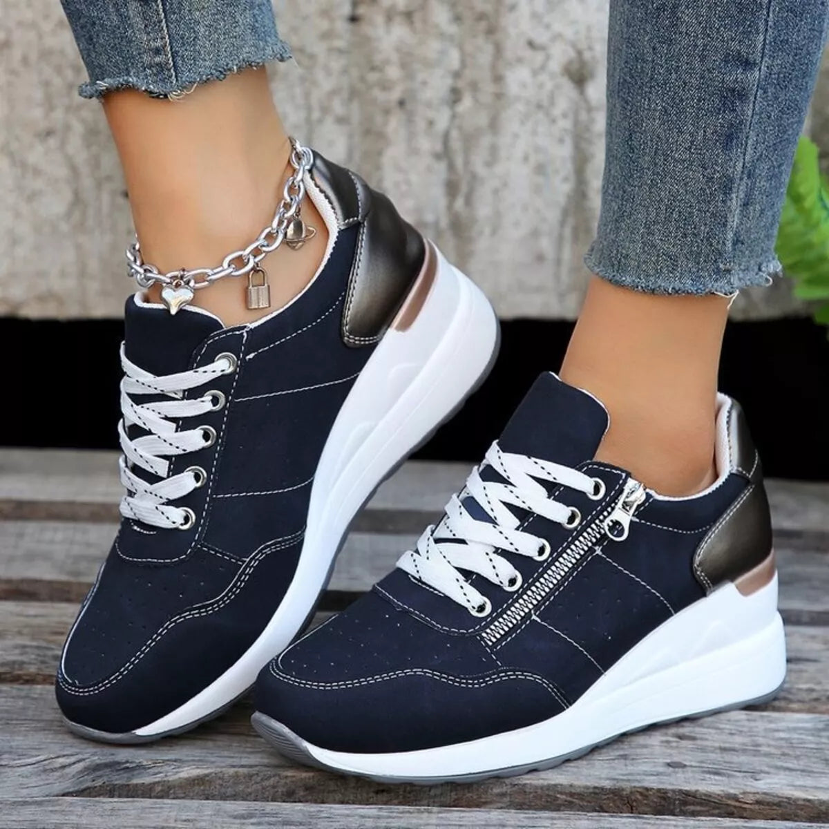 platform lace up sneakers – dear monkey | dropsona - neutral - front view