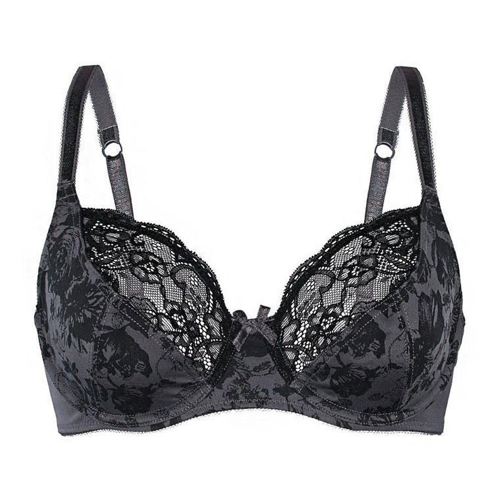 sassa charming floral semi sheer lace demi bra – | dropsona - neutral - front view