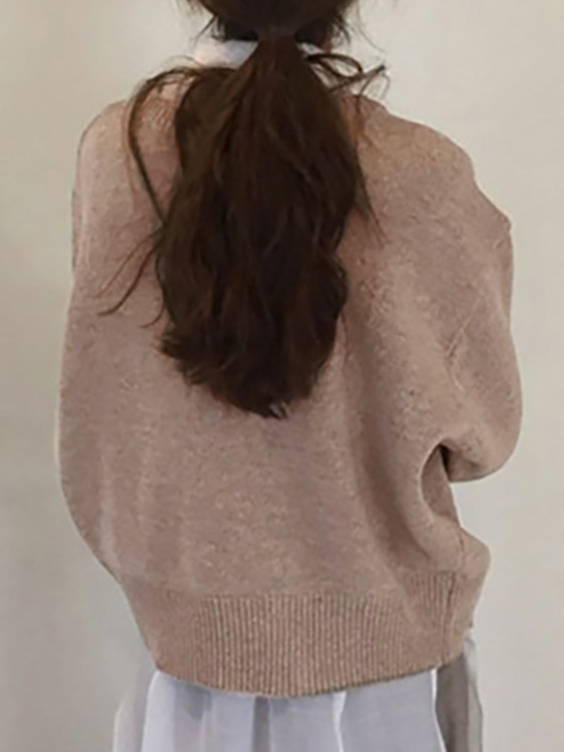 dropped shoulder buttoned cardigan – basic style | dropsona - neutral - front view