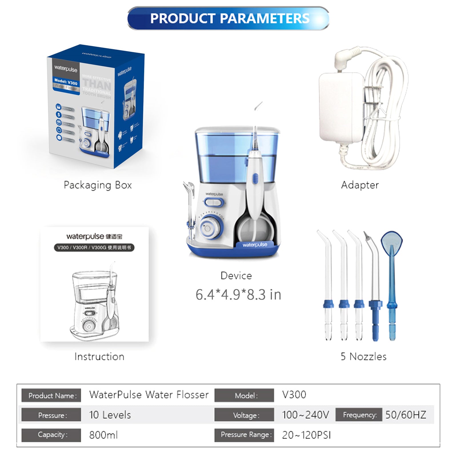 oral irrigator teeth water flosser waterproof 800ml vo | dropsona - neutral - close-up detail