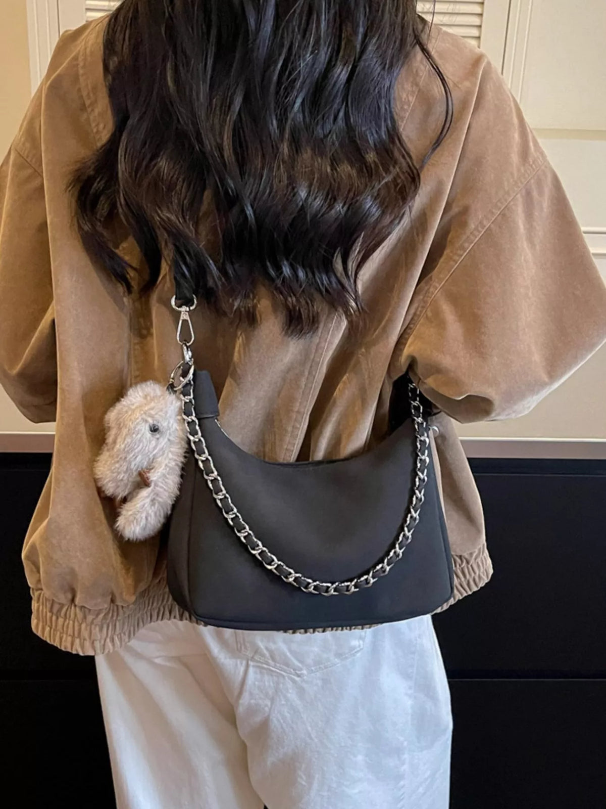 chain strap shoulder bag – stylish sling | dropsona - neutral - everyday use