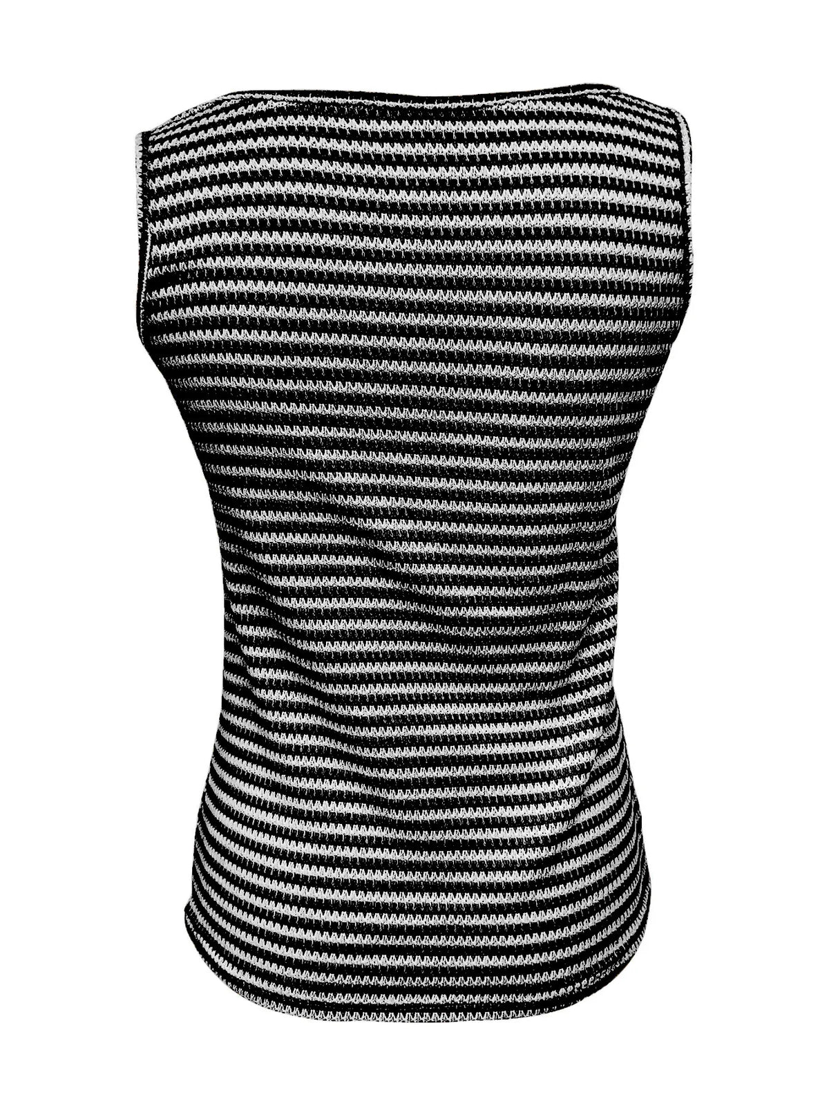 striped round neck tank top – ribbed,buttoned | dropsona - neutral - front view