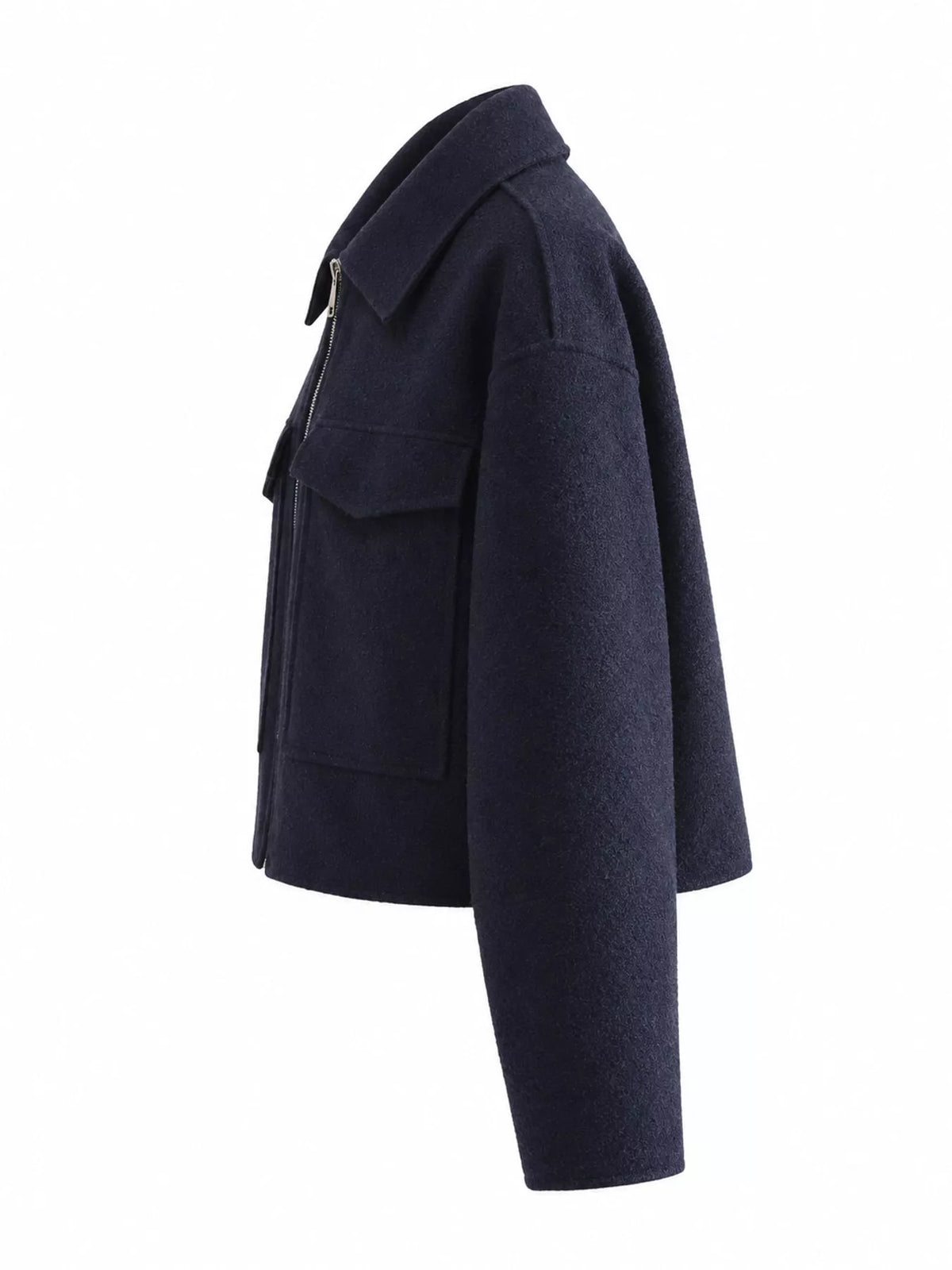 zip up cropped jacket – zipper,pocketed fit | dropsona - neutral - front view
