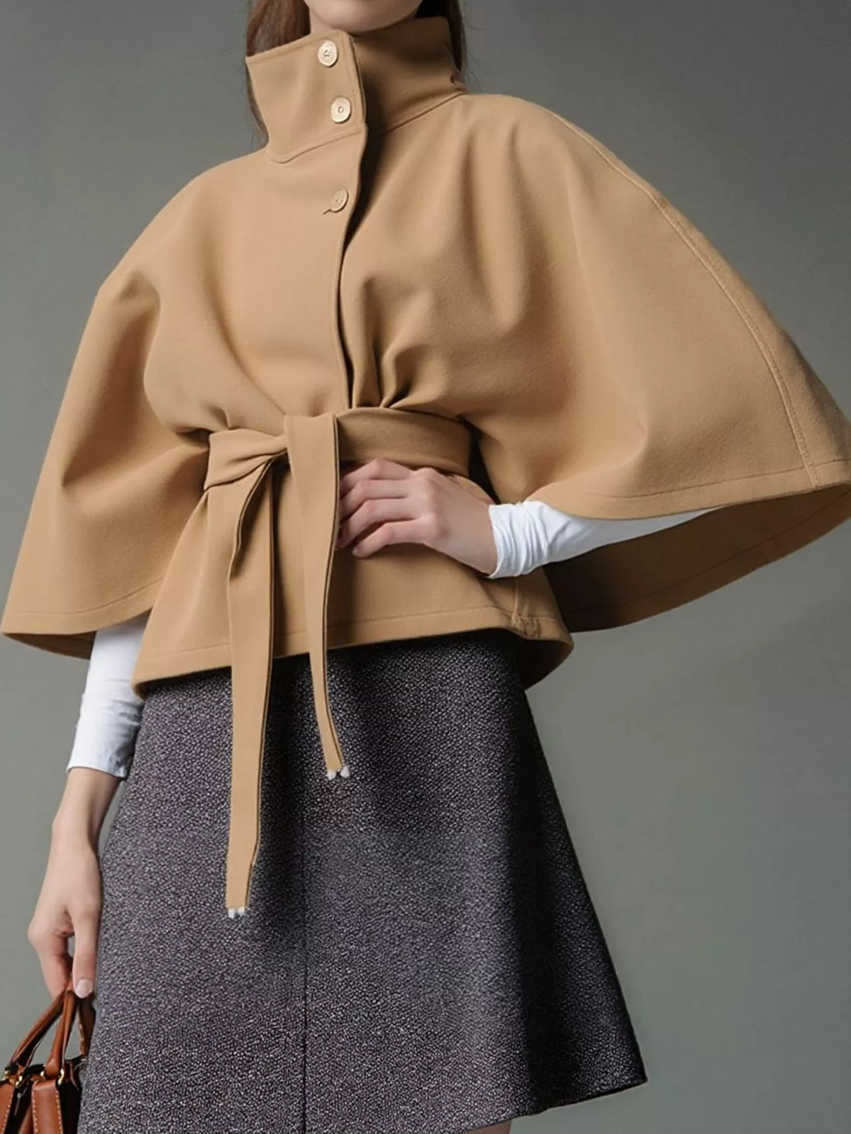 belt button detail outerwear | dropsona polyester 95% - neutral - everyday use