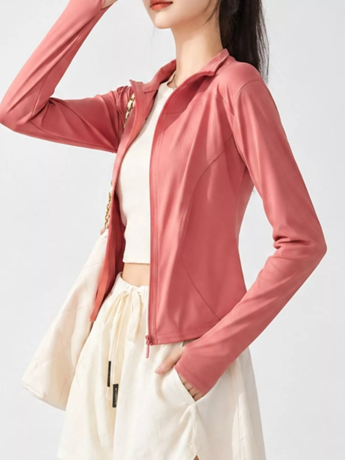slim-fit quick-dry active outerwear | dropsona - neutral - front view