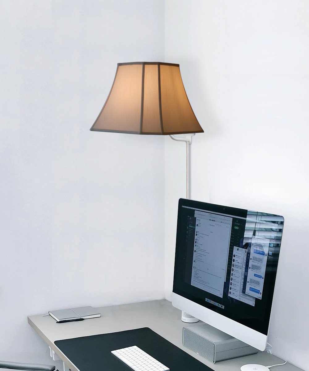 16"w floating shade plug-in wall light eggshell – mini | dropsona - neutral - usage example