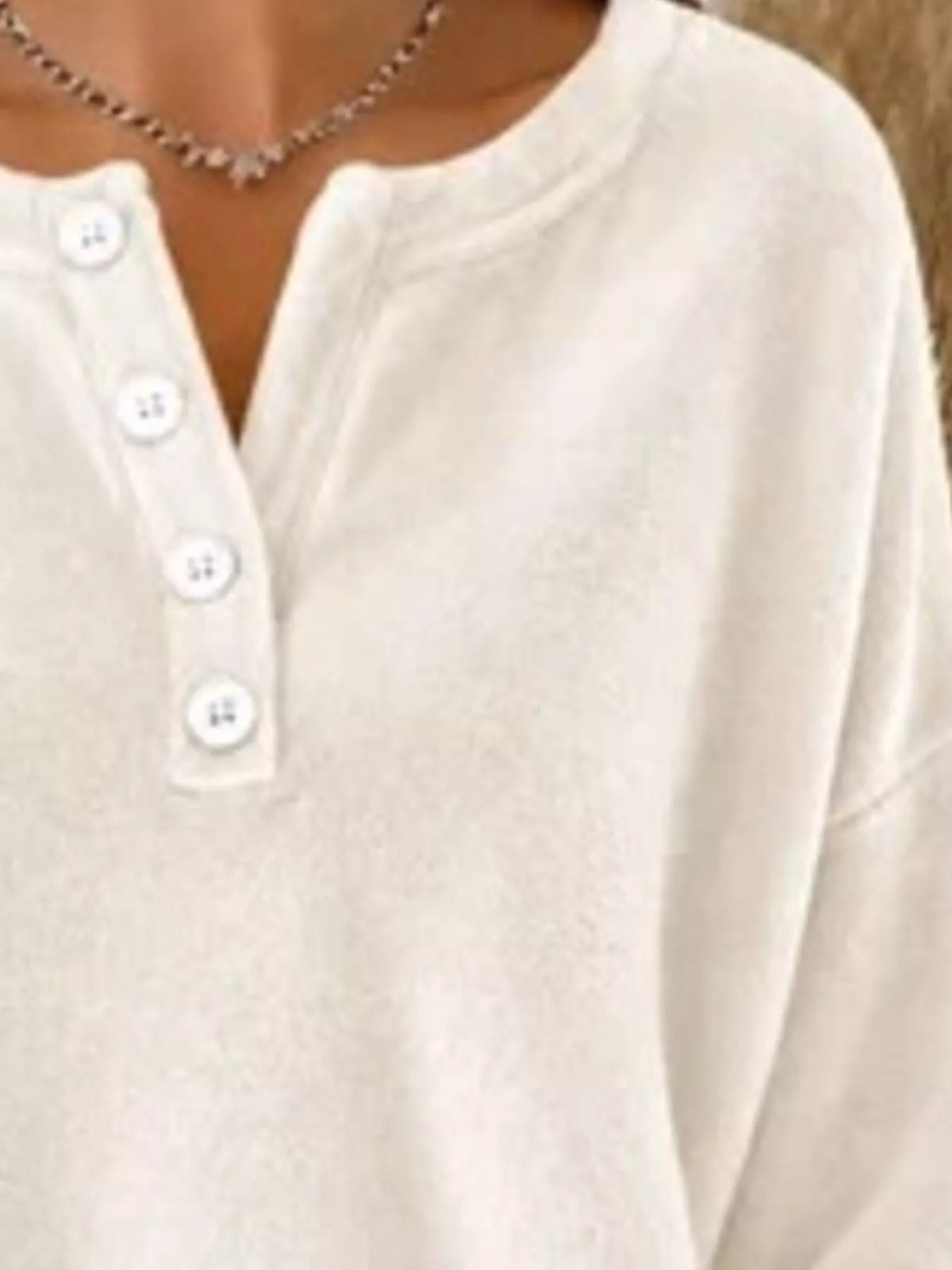 button detail dropped shoulder sweatshirt | dropsona - neutral - front view