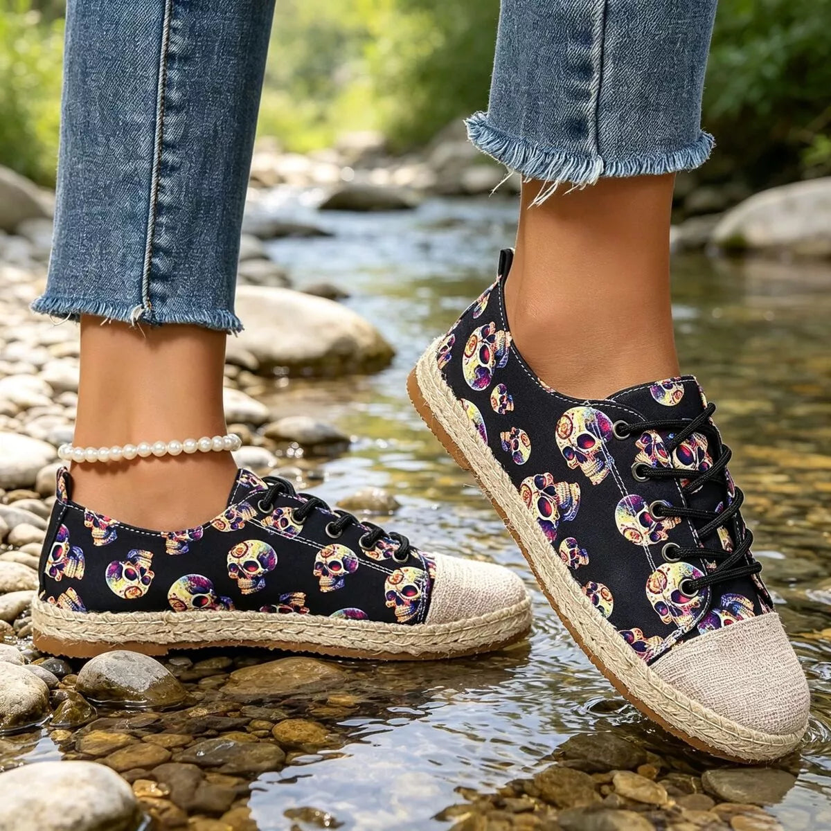 lace-up flat round-toe breathable sneakers | dropsona - neutral - everyday use