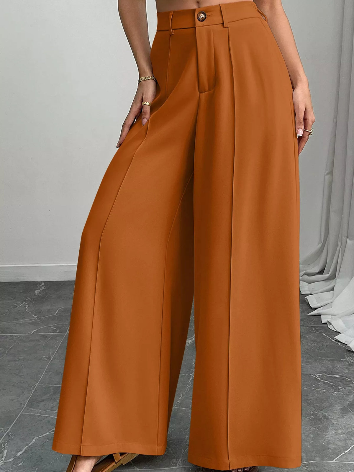 high-waisted wide-leg pants – pocketed fit | dropsona - neutral - everyday use