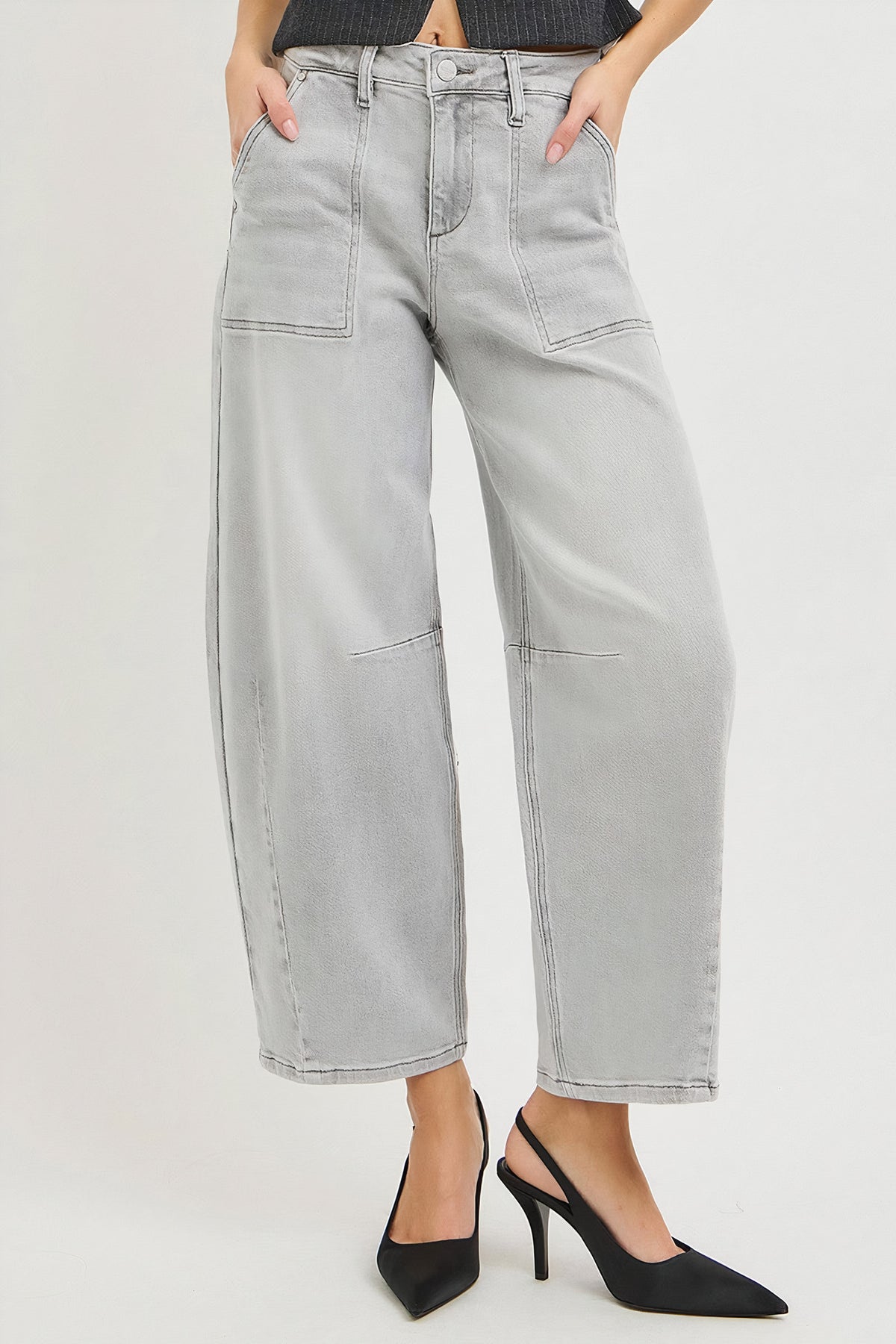 risen slouchy cropped barrel jeans - everyday wear