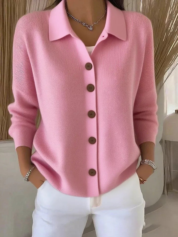 full size collared button-down knit cardigan plus | dropsona - neutral - everyday use