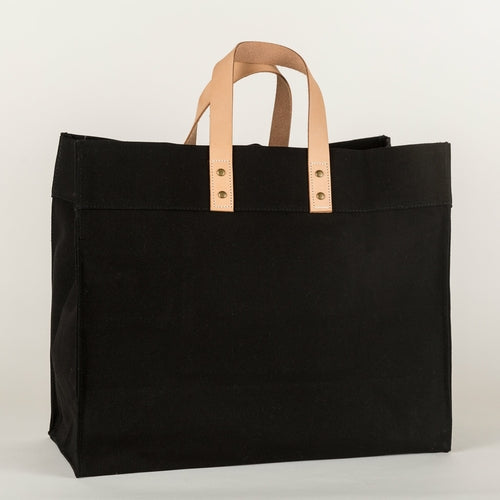 box tote bag canvas and leather – you need this f | dropsona - neutral - front view