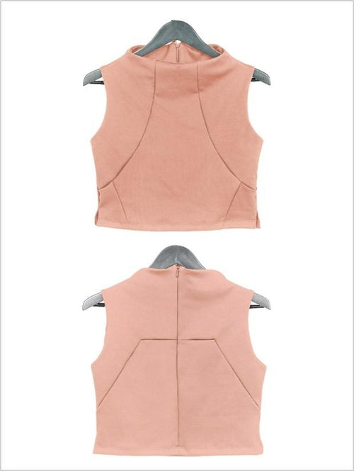 victoria crop top – the slimming lines and raised neck | dropsona - neutral - size reference