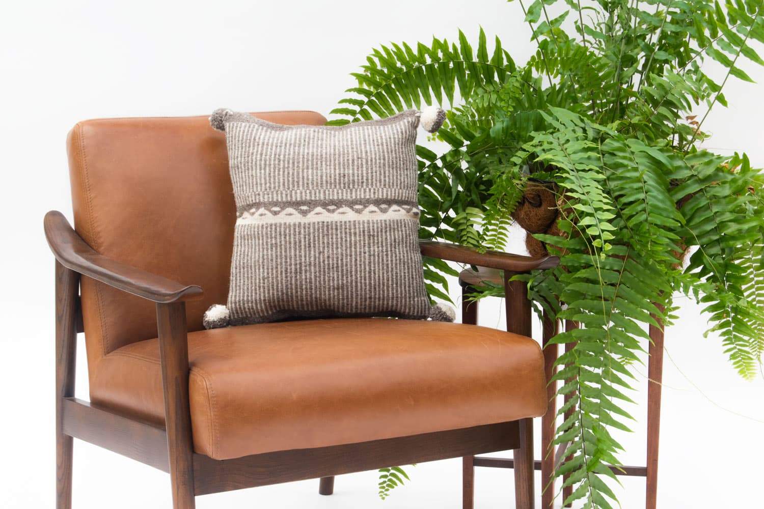 beige wool pillow cover with mountains. pil | dropsona - neutral - everyday use