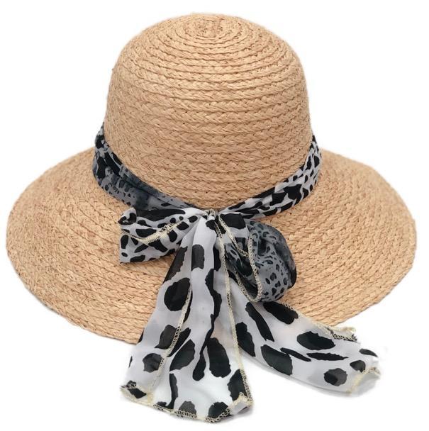 raffia leopard sun hat – fine braid trim: c | dropsona - neutral - everyday use
