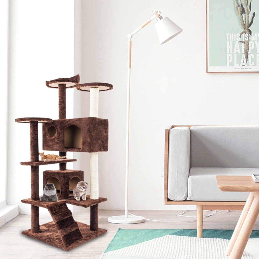 cat climbing sisal rope tower – - large soft and cozy | dropsona - neutral - usage example