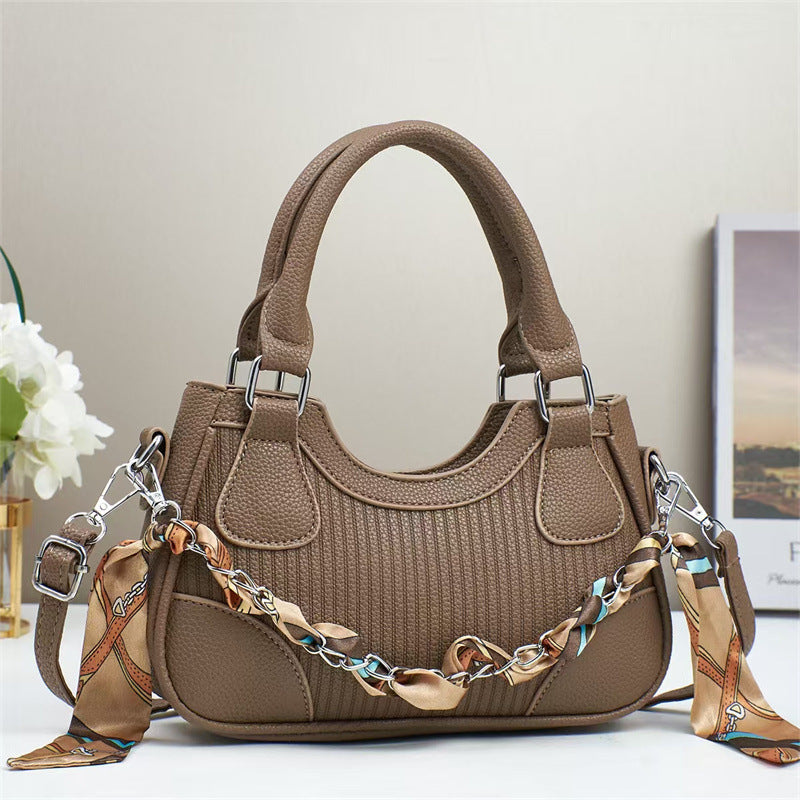 elegant braided chain handbag - luxury handmade women' | dropsona - neutral - usage example