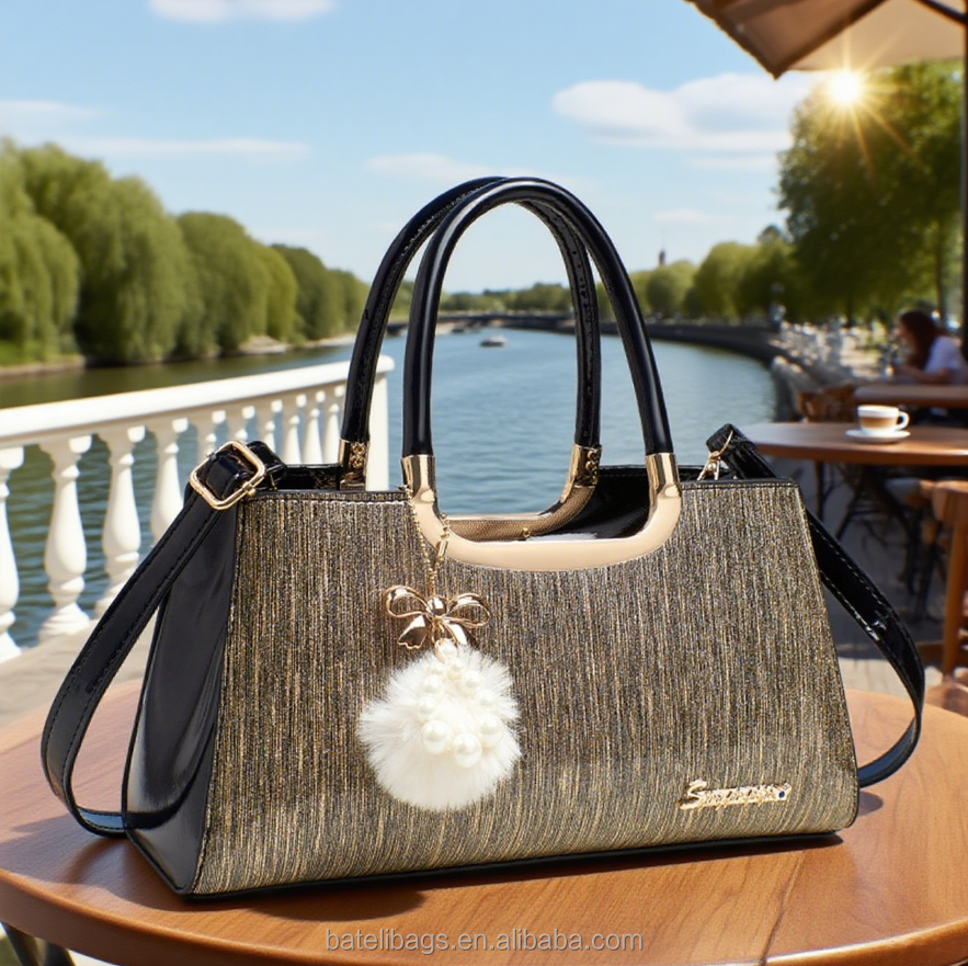 women's leather handbag – waterproof, fashion trend sh | dropsona - neutral - close-up detail