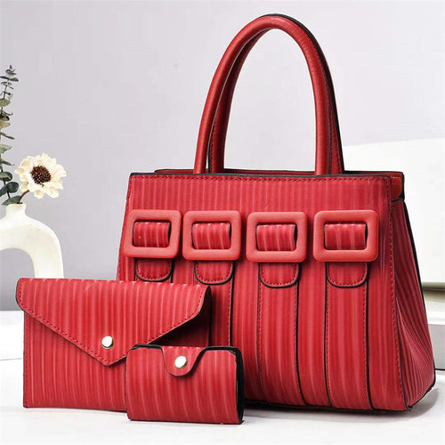 three-piece sets large capacity tote woman handbag – l | dropsona - neutral - front view