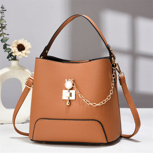 classy bucket bag - women pu leather shoulder ba | dropsona - neutral - material texture