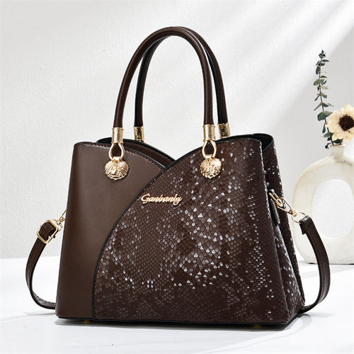 handheld pattern shoulder bag - large capacity zip clo | dropsona - neutral - front view