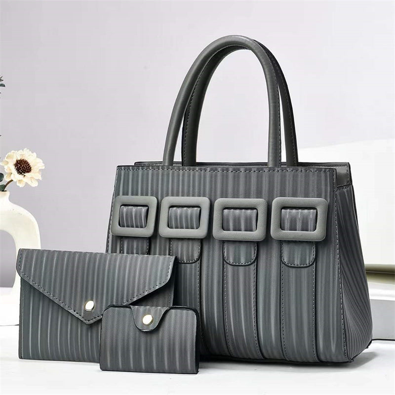 three-piece sets large capacity tote woman handbag – l | dropsona - neutral - size reference