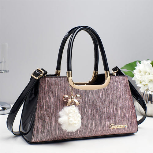 women's leather handbag – waterproof, fashion trend sh | dropsona - neutral - close-up detail