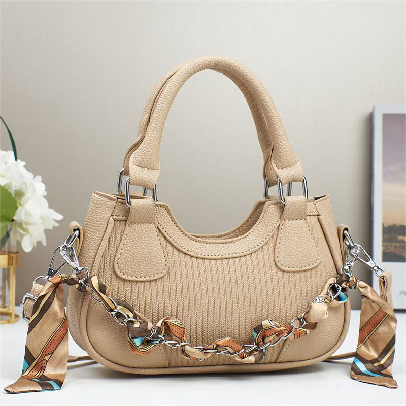 elegant braided chain handbag - luxury handmade women' | dropsona - neutral - size reference