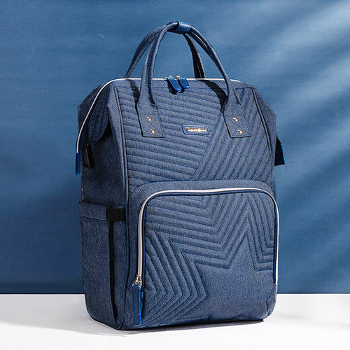 quilted diaper baby backpack – stylish & handy, qu | dropsona - neutral - front view