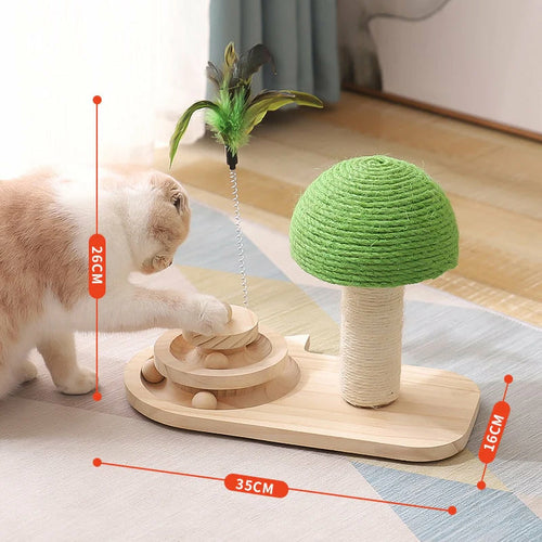 pet tree scratching post with toy – - scratch post, fe | dropsona - neutral - size reference